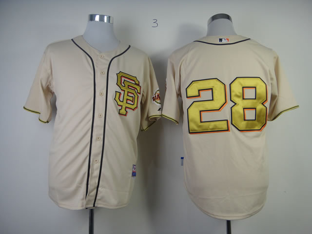 Men San Francisco Giants #28 Posey Cream SF MLB Jerseys